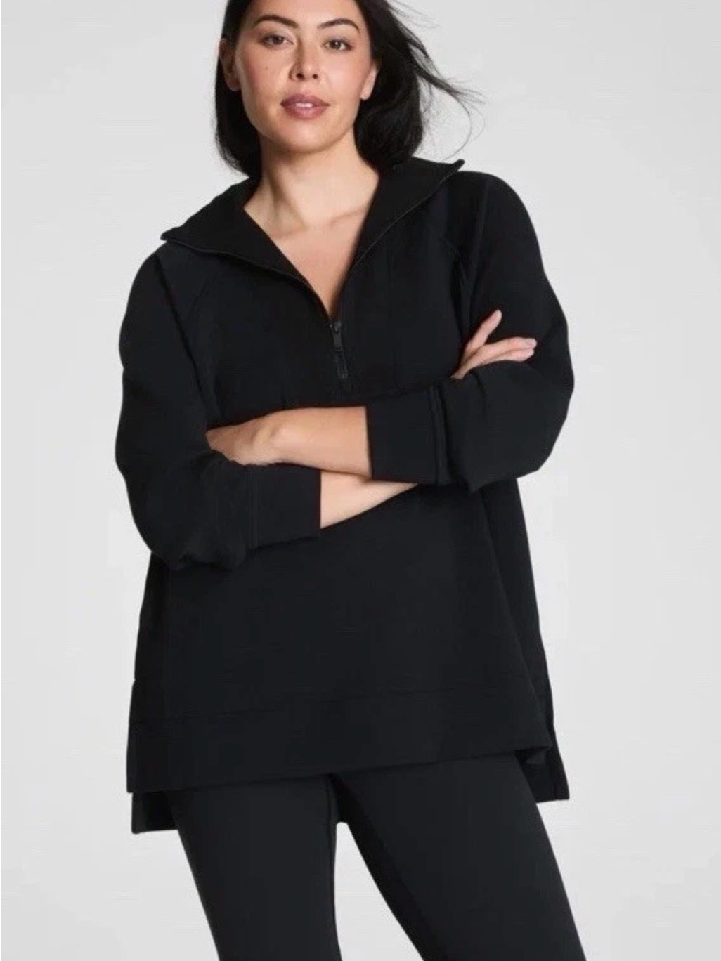 Nwt Spanx Spanx Airessentials Brushed Half Zip Tunic Black